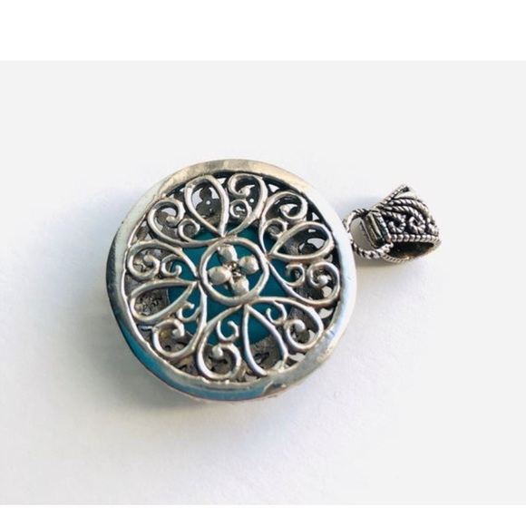 Vintage Turquoise Pendant .925 Sterling Silver - Picture 4 of 4